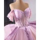 Luxury Lilac Quinceanera Dress Off Shoulder Crystal Sweet 15 Gowns 2025 Custom Made Vestidos De 15 Anos 