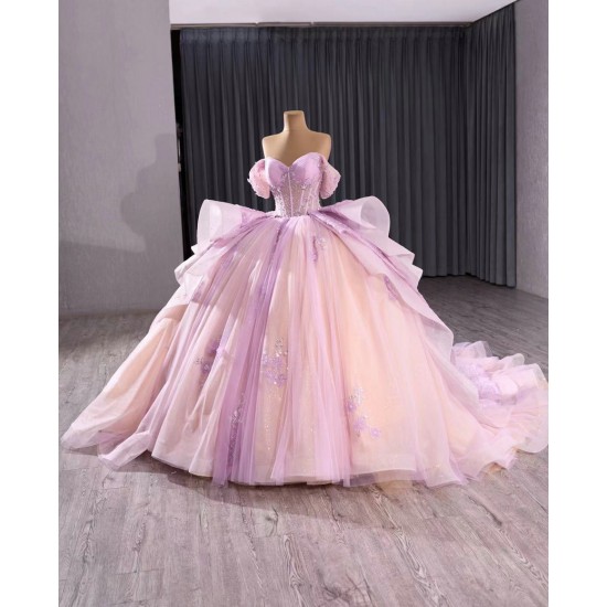 Luxury Lilac Quinceanera Dress Off Shoulder Crystal Sweet 15 Gowns 2025 Custom Made Vestidos De 15 Anos 