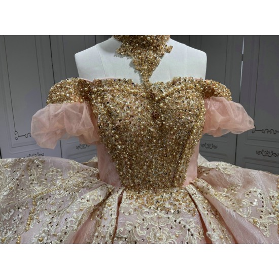 Luxury Pink Quince Dress 2025 Custom Made Vestidos De 15 Anos Halter Neck Sweet 15 Gowns With Bow