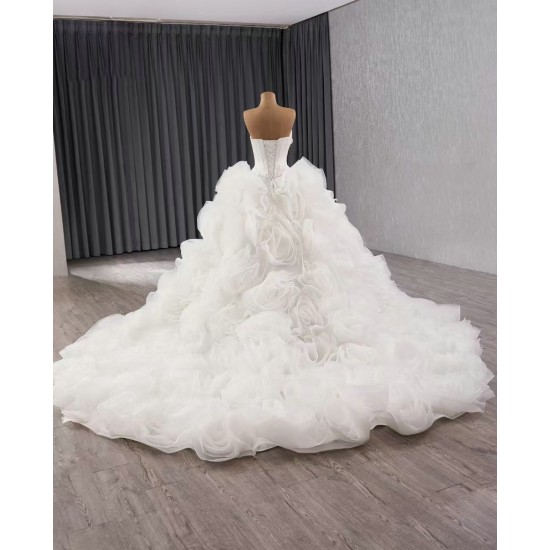 Luxury Ruffled Wedding Dress Sleeveless Bridal Gowns Customize Women Vestidos De Novia