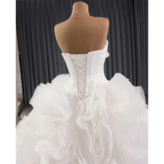 Luxury Ruffled Wedding Dress Sleeveless Bridal Gowns Customize Women Vestidos De Novia