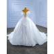 Luxury Ball Gown Wedding Dress Strapless Beading Backless Lace Up Bridal Growns Sequin Princess Dress