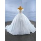 Luxury Ball Gown Wedding Dress Strapless Beading Backless Lace Up Bridal Growns Sequin Princess Dress