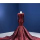 Luxury Burgundy Evening Dresses 2024 Dubai Long Sleeve Midi Engagement Party Dresses Sequin Prom Gown