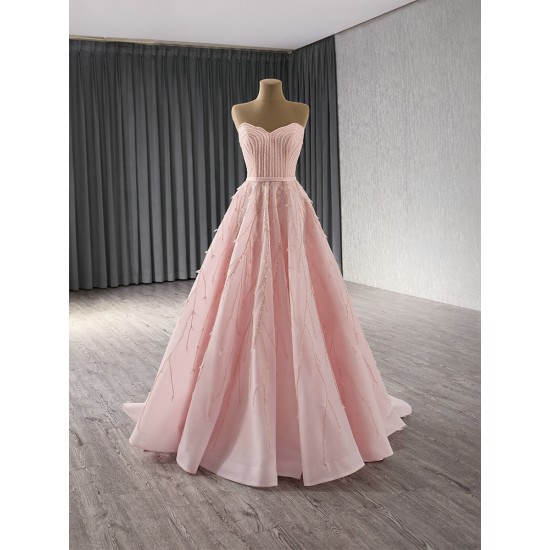 Luxury Dubai Pink Evening Dresses 2024 Sleeveless A Line Prom Arabic Formal Party Gowns