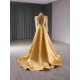 Luxury Gold Evening Dress Long Sleeve Mermaid Two In One Formal Prom Party Clothing