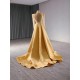 Luxury Gold Evening Dress Long Sleeve Mermaid Two In One Formal Prom Party Clothing