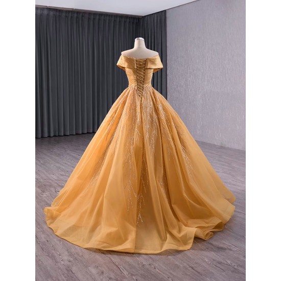 Luxury Gold Prom Evening Dresses Cape Sleeve Sequines Party Prom Dress Strapless A Line Cocktail Prom Gowns Custom Size