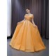 Luxury Gold Prom Evening Dresses Cape Sleeve Sequines Party Prom Dress Strapless A Line Cocktail Prom Gowns Custom Size