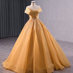 Luxury Gold Prom Evening Dresses Cape Sleeve Sequines Party Prom Dress Strapless A Line Cocktail Prom Gowns Custom Size