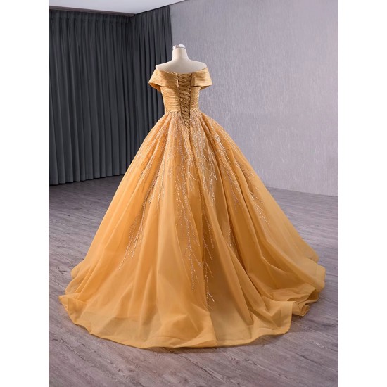 Luxury Gold Prom Evening Dresses Cape Sleeve Sequines Party Prom Dress Strapless A Line Cocktail Prom Gowns Custom Size