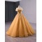 Luxury Gold Prom Evening Dresses Cape Sleeve Sequines Party Prom Dress Strapless A Line Cocktail Prom Gowns Custom Size