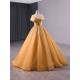 Luxury Gold Prom Evening Dresses Cape Sleeve Sequines Party Prom Dress Strapless A Line Cocktail Prom Gowns Custom Size