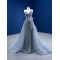 Luxury Gray Blue Mermaid Evening Dresses Gowns Strapless Crystal 2024 For Women Party Long Prom Vestido De Fiesta