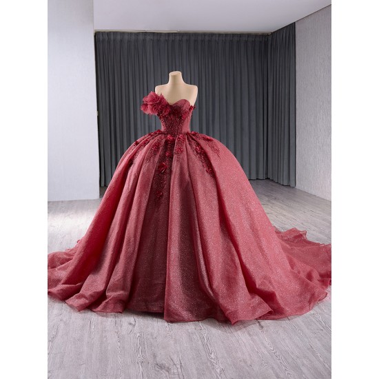 Luxury Lace Ball Gown Burgundy Quinceanera Dress 2024 Sleeveless Sweet 15 16 Dresses Party Gown Prom Cocktail Gown