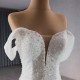 Luxury Off Shoulder Wedding Dresses Princess V Neck Chapel Train Women Bride Gown Pearl Vestido De Novia