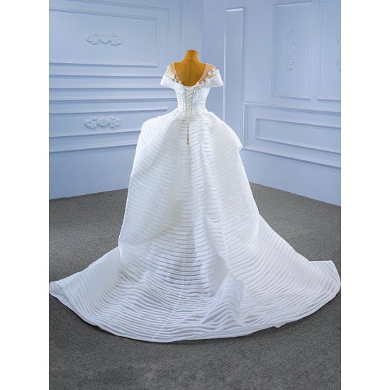 Luxury Pearl Mermaid Wedding Dresses Cape Sleeve Plus Size Wedding Gown Vestidos