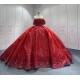 Luxury Princess Red Quinceanera Dresses 2024 Lace Appliques Off Shoulder Ball Gown Party Dress For Sweet