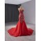 Luxury Red Mermaid Evening Dresses Women Sweetheart Neck Prom Arabic Formal Party Gowns