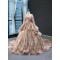 Luxury Rose Gold Quinceanera Dress Sequins Sweet 16 Gown Long Sleeve Birthday Vestido De 15 Anos