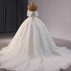 Luxury Sequin Bride Dress 2024 Fashion Sleeveless Beading Ball Gowns Elegant Court Train Wedding Dress