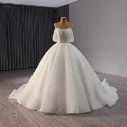 Luxury Sequin Bride Dress 2024 Fashion Sleeveless Beading Ball Gowns Elegant Court Train Wedding Dress