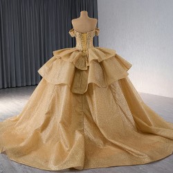 Luxury Sequin Gold Quinceanera Dress Sweetheart Neck Ball Gown Party Dress Robe De Prom Dress Customize