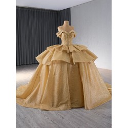 Luxury Sequin Gold Quinceanera Dress Sweetheart Neck Ball Gown Party Dress Robe De Prom Dress Customize