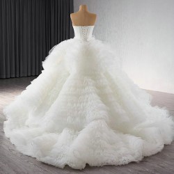 Luxury Sleeveless Wedding Dress 2024 New Strapless Vestido De Noiva Ruffled Bride Gowns