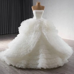 Luxury Sleeveless Wedding Dress 2024 New Strapless Vestido De Noiva Ruffled Bride Gowns