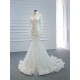 Luxury White Wedding Dresses High Neck Pearl Long Sleeves Elegant Bridal Gowns Vestido De Novia