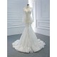 Luxury White Wedding Dresses High Neck Pearl Long Sleeves Elegant Bridal Gowns Vestido De Novia