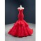 Mermaid Red Prom Dresses Cape Sleeve Women Formal Evening Dress Lace Appliques Costume Parties Party Gowns