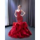 Mermaid Red Prom Dresses Saudi Arabic Women Sleeveless Evening Dress Formal Night Party Gowns