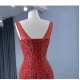 Mermaid Red Prom Dresses Saudi Arabic Women Sleeveless Evening Dress Formal Night Party Gowns