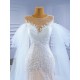 Mermaid Wedding Dress Sleeveless Bridal Gown Cape Sleeve Princess Bride Gown Vestido De Noiva