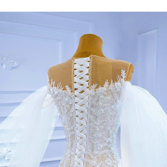 Mermaid Wedding Dress Sleeveless Bridal Gown Cape Sleeve Princess Bride Gown Vestido De Noiva