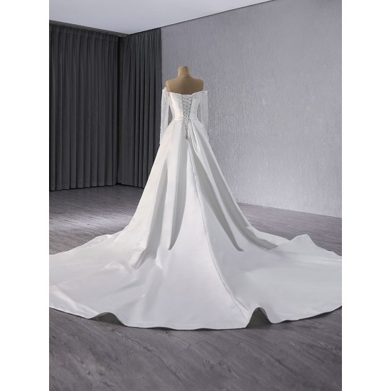 Mermaid White Wedding Dresses Long Sleeve Backless Wedding Bridal Gowns Vestidos De Noiva