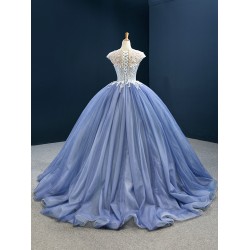 Misty Blue Color Quinceanera Dress Lace Up Women Vestidos De 15 Anos Cape Sleeve Cocktail Dresses Vestidos De Baile