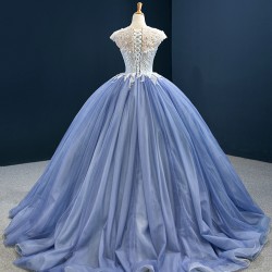 Misty Blue Color Quinceanera Dress Lace Up Women Vestidos De 15 Anos Cape Sleeve Cocktail Dresses Vestidos De Baile