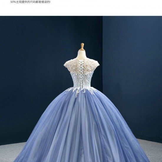 Misty Blue Color Quinceanera Dress Lace Up Women Vestidos De 15 Anos Cape Sleeve Cocktail Dresses Vestidos De Baile