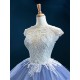 Misty Blue Color Quinceanera Dress Lace Up Women Vestidos De 15 Anos Cape Sleeve Cocktail Dresses Vestidos De Baile