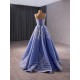 Misty Blue Evening Dress A Line Princess Party Dress Dubai Kaftan Saudi Arabic Prom Gown