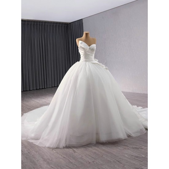 Modern Ball Gown Women Wedding Dresses Sleeveless Bride Gowns Sweetheart Neck Vestido De Noivas