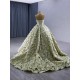 Moss Green Evening Dresses Long Sleeve Sweep Train Party Prom Dress 2024 Detachable Sleeve Prom Gowns