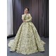 Moss Green Evening Dresses Long Sleeve Sweep Train Party Prom Dress 2024 Detachable Sleeve Prom Gowns