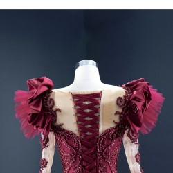 New Arrival Floral Burgundy Quinceanera Dress Quinceanera Dress Vestidos De 15 Anos Long Sleeve Ball Gown