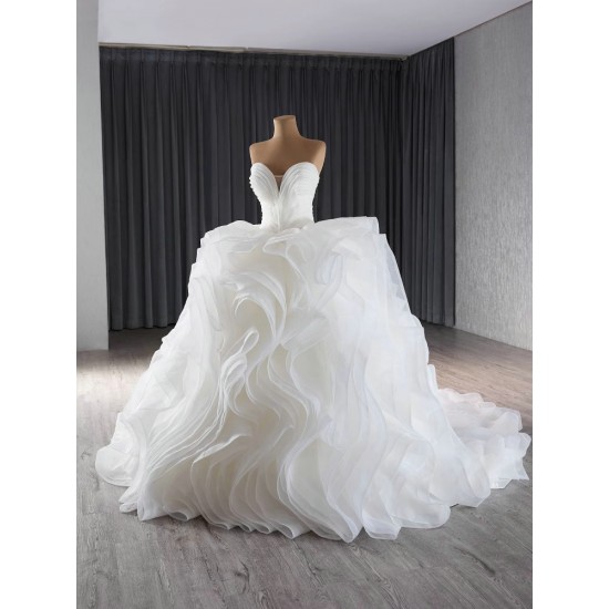 New Ruffled Wedding Dress Sleeveless Bridal Dress Wedding Gowns Sweetheart Neck Bridal Gown Vestido De Novio Wedding Dresses