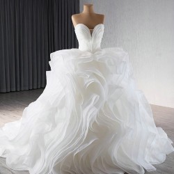 New Ruffled Wedding Dress Sleeveless Bridal Dress Wedding Gowns Sweetheart Neck Bridal Gown Vestido De Novio Wedding Dresses