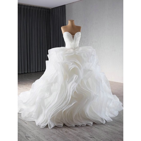 New Ruffled Wedding Dress Sleeveless Bridal Dress Wedding Gowns Sweetheart Neck Bridal Gown Vestido De Novio Wedding Dresses